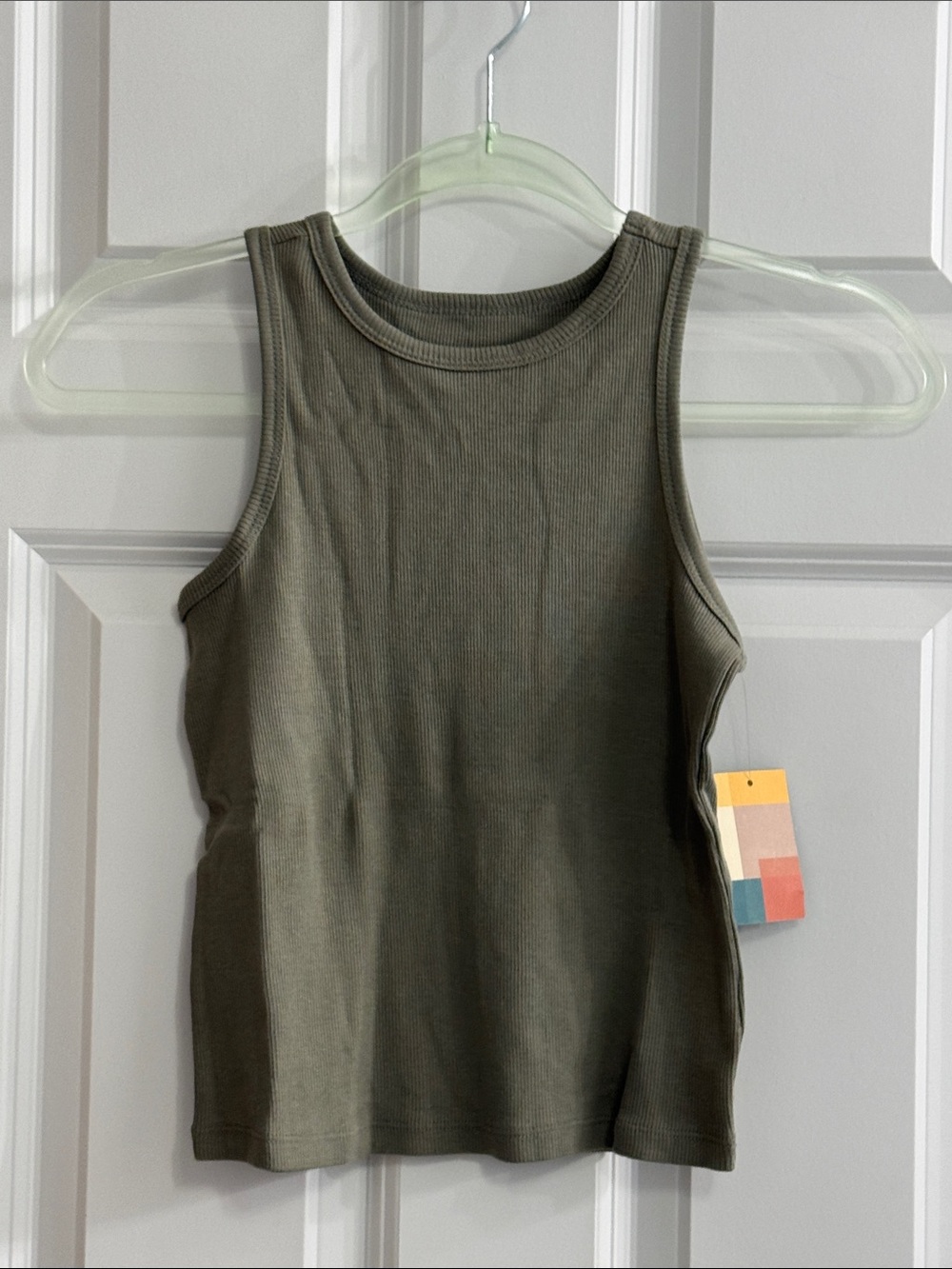 Sleeveless Ribbed Tank Top - Olive Green the commons NWT